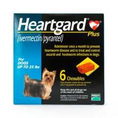 犬心保  Heartgard Plus (Blue) Chewables for Dogs up to 25lbs(11kg), 6 Pack 