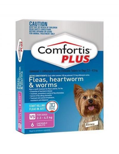 礼来恳福特增强版口服咀嚼驱虫药 适用犬用2.3-4.5公斤 Comfortis Plus for Dogs 2.3-4.5kg(5-10lbs) Pink