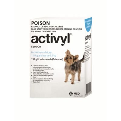 默沙东 Activyl 体外驱虫滴剂 超小型犬用 体重1.5-6.5公斤 Activyl Spot-on 100mg For Very Small Dogs 1.5-6.5 kg (4-14 lbs)