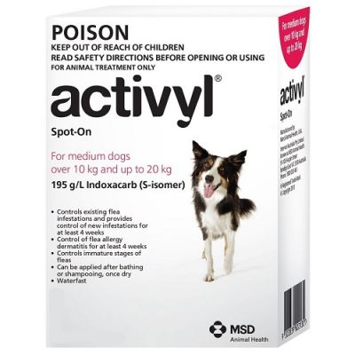 默沙东 Activyl 体外驱虫滴剂 中型犬用 体重10-20公斤 Activyl Spot-on 300mg For Medium Dogs 10-20 kg (23-44 lbs)