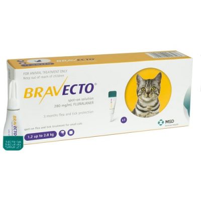 默沙东 Bravecto 外用驱虫滴剂 小猫1.2-2.8公斤体重 Bravecto 112.5mg Spot-On Solution For Small Cats 1.2-2.8kg(3-6lbs)