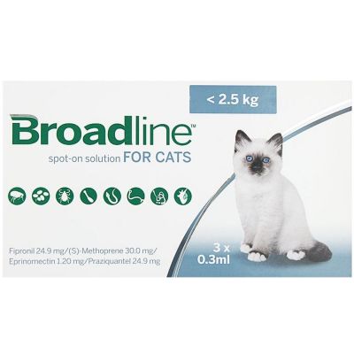 博来恩体外驱虫滴剂 适用体重小于2.5kg的猫 3支装 Broadline Spot-On solution for Cats (small)  up to 2.5kg, 3pack