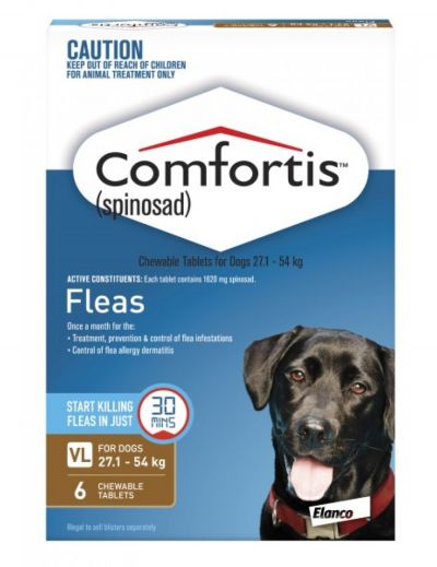 礼来恳福特口服咀嚼驱虫药 适用犬用27-54公斤 6粒装 Comfortis For Dogs Brown 27 - 54Kg