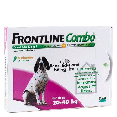 福莱恩加强版 大型犬体重20-40公斤体重 6支装 Frontline Combo Spot-On For Large Dogs 20-40kg (44-88lbs), 6 Pack