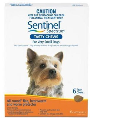 诺华Sentinel Spectrum驱虫药预防心丝虫控制跳蚤驱杀肠道寄生虫超小型犬用4公斤以下6粒装 Sentinel Spectrum for Very Small Dogs under 9lbs(4kg), 6 Pack
