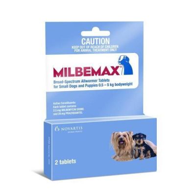 妙巴驱虫药5kg以下犬用 2粒装 Milbemax Small Dog Under 5 Kg (11lbs)  2 Tab Pack
