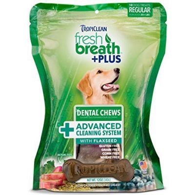 多美洁洁齿骨高级清洁系统富含亚麻籽 10支中号 Tropiclean Fresh Breath Plus Dental Chews - Advanced Cleaning System With Flaxseed (10 Regular pcs)