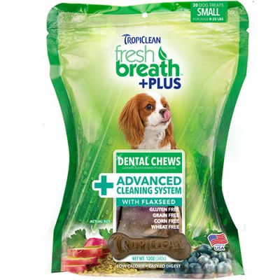 多美洁洁齿骨高级清洁系统富含亚麻籽 20支小号 Tropiclean Fresh Breath Plus Dental Chews - Advanced Cleaning System With Flaxseed (20 Small pcs)