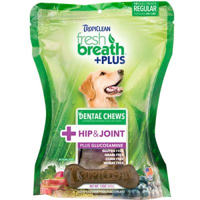 多美洁清新口气洁齿骨关节配方 10支中号 Tropiclean Fresh Breath Plus Dental Chews - Hip & Joint (10 Regular pcs)