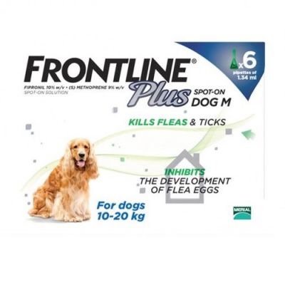 福莱恩体中型犬外驱虫滴剂10-20公斤体重 6支装 Frontline Plus Medium Dogs 23-44lbs(10-20kg), 6 Pack