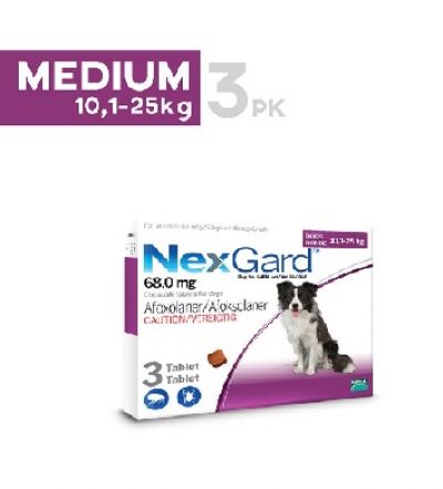 NexGard Chews for Medium Dogs 10-25kg (24.1-60lbs), 3 Pack1