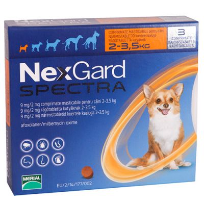 尼可信全能狗超小型犬用驱虫药 适用体重小于3.5公斤 6粒装 Nexgard Spectra X Small Dogs <3.5kg 6Pk