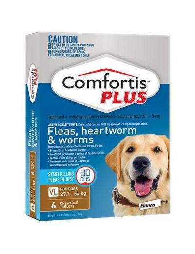 礼来恳福特增强版口服咀嚼驱虫药 适用犬用27.1-54公斤 Comfortis Plus for Dogs 27.1-54kg(59-119lbs) Brown