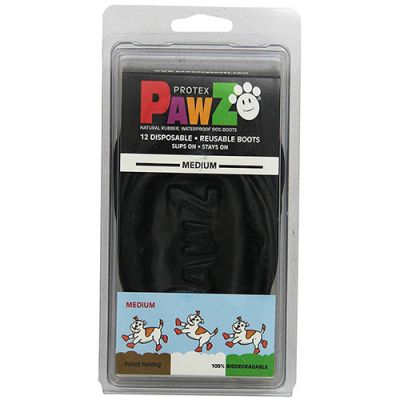 Pawz Natural Disposable Reusable Dog Boots - Medium BLACK