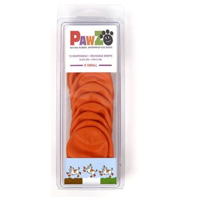 Pawz Disposable Rubber Dog Boots X-Small Orange  