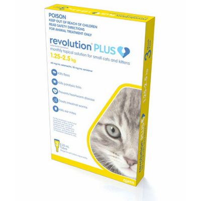 Revolution Plus Flea, Worm And Tick Prevention For Small Cats And Kittens 2.8-5.5 lbs (1.25-2.5 kg), Gold 3 Pack