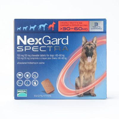 尼可信全能狗超大型犬用驱虫药 适用体重30-60公斤 6粒装 Nexgard Spectra X-Large Dogs 30-60kg 6 Pack