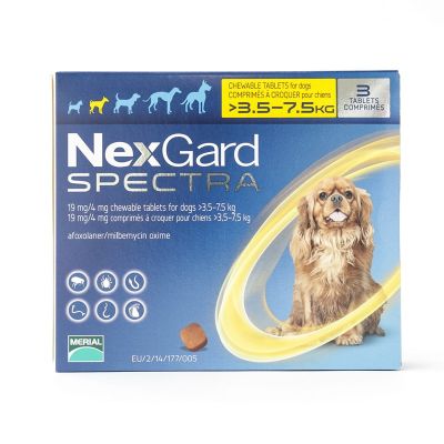 尼可信全能狗小型犬用驱虫药 适用体重3.5=7.5公斤 6粒装 Nexgard Spectra Small Dog 3.5 - 7.5 kg 6 Pack