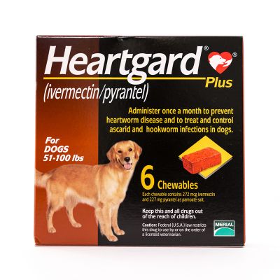 犬心保  Heartgard Plus (Brown) Chewables for Dogs 51-100lbs(23-45kg), 6 Pack 