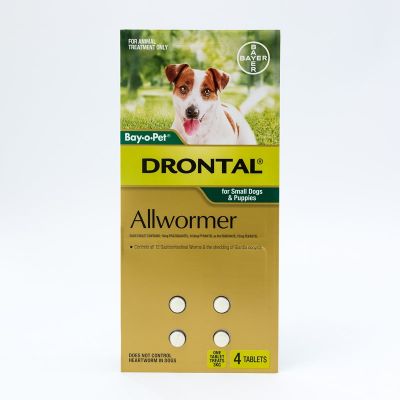 拜宠清驱虫药小型犬&幼犬 3kg/粒 4粒装  Drontal Allwormer Tablets For Small Dogs & Puppies