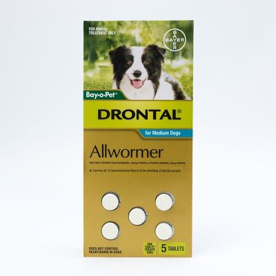 拜宠清驱虫药中型犬 10kg/粒 5粒装 Drontal Allwormer Tablets For Medium Dogs