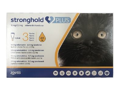 欧版辉瑞大宠爱增强版体外驱虫滴剂 适用于2.5kg以下的猫  3支装 Stronghold Plus 15 mg/2.5 mg spot-on solution for Small Cats up to 2.5kg   (5.5lbs)