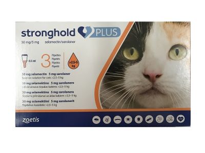欧版辉瑞大宠爱增强版体外驱虫滴剂 适用于2.5-5kg体重的猫 3支装 Stronghold Plus 30 mg/5 mg spot-on solution for Medium Cats >2.55 kg (5.5-11 lbs)