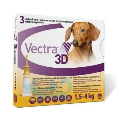 法国诗华 Vectra 3D 超小型犬用体外驱虫滴剂 体重1.5-4公斤 3支 Vectra 3D XSmall Dog 1.5-4kg, 3Pk